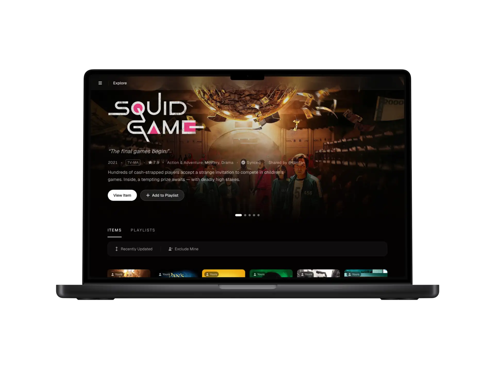 Desktop explore page with featured carousel