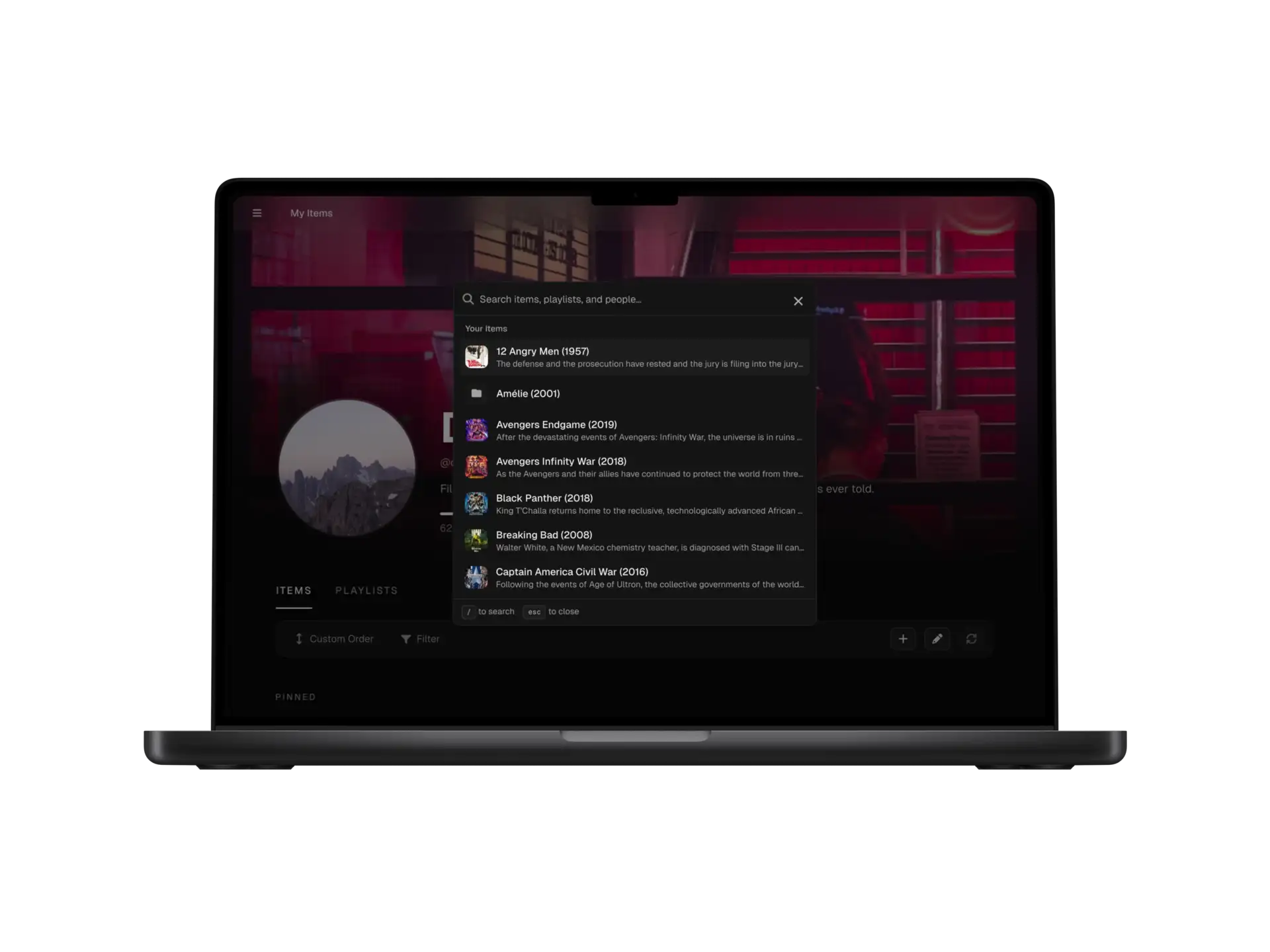 Desktop spotlight search modal