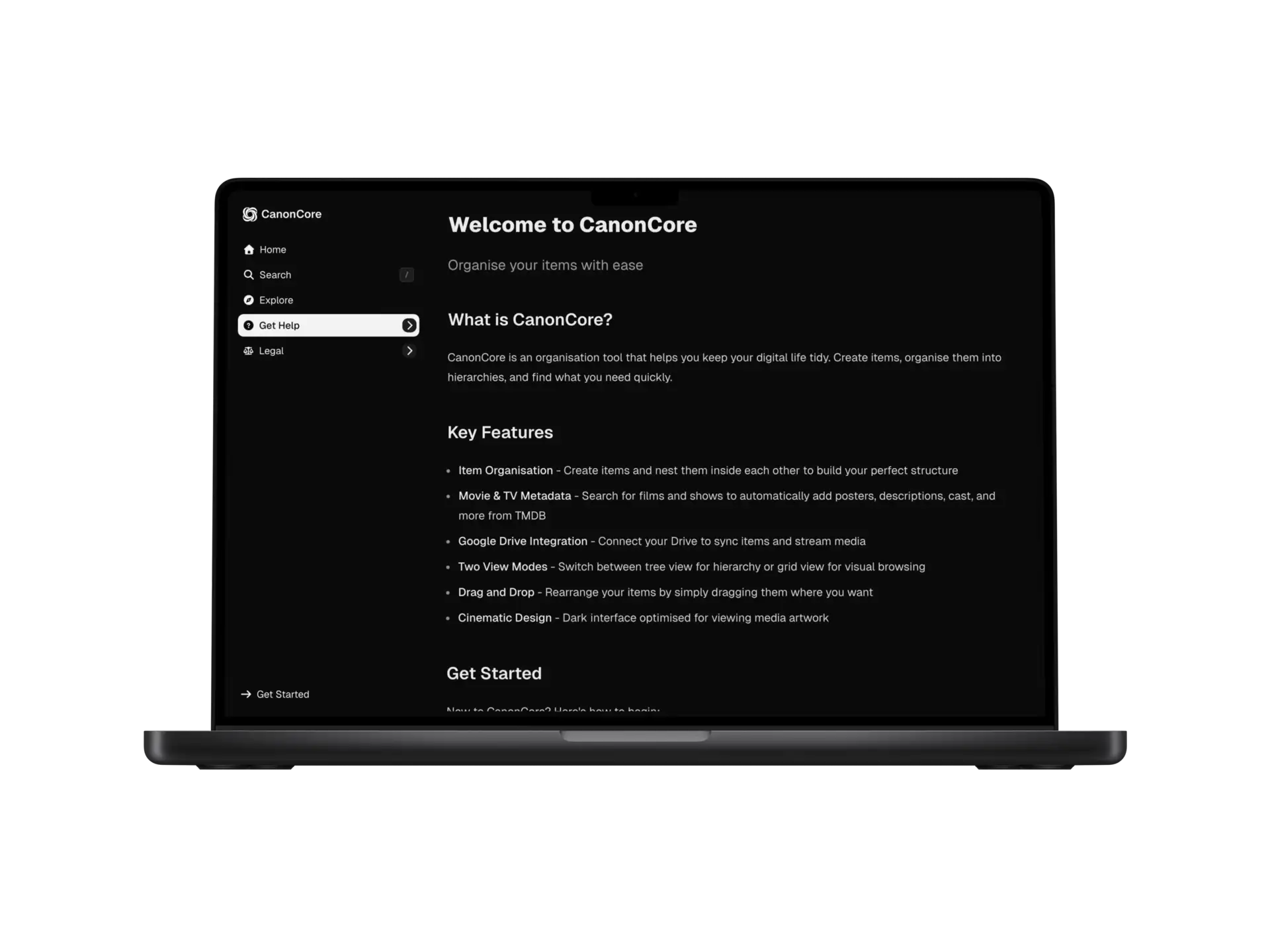 Desktop documentation with navigation and search